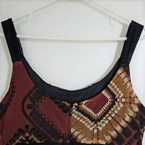 Sleeveless Patterned Dress R & M Richards Cool Size 14 Black Band & Straps T11 - Picture 5 of 7